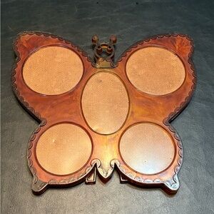 Vintage JSNY Butterfly Collage Picture Frame Tortoiseshell Plastic